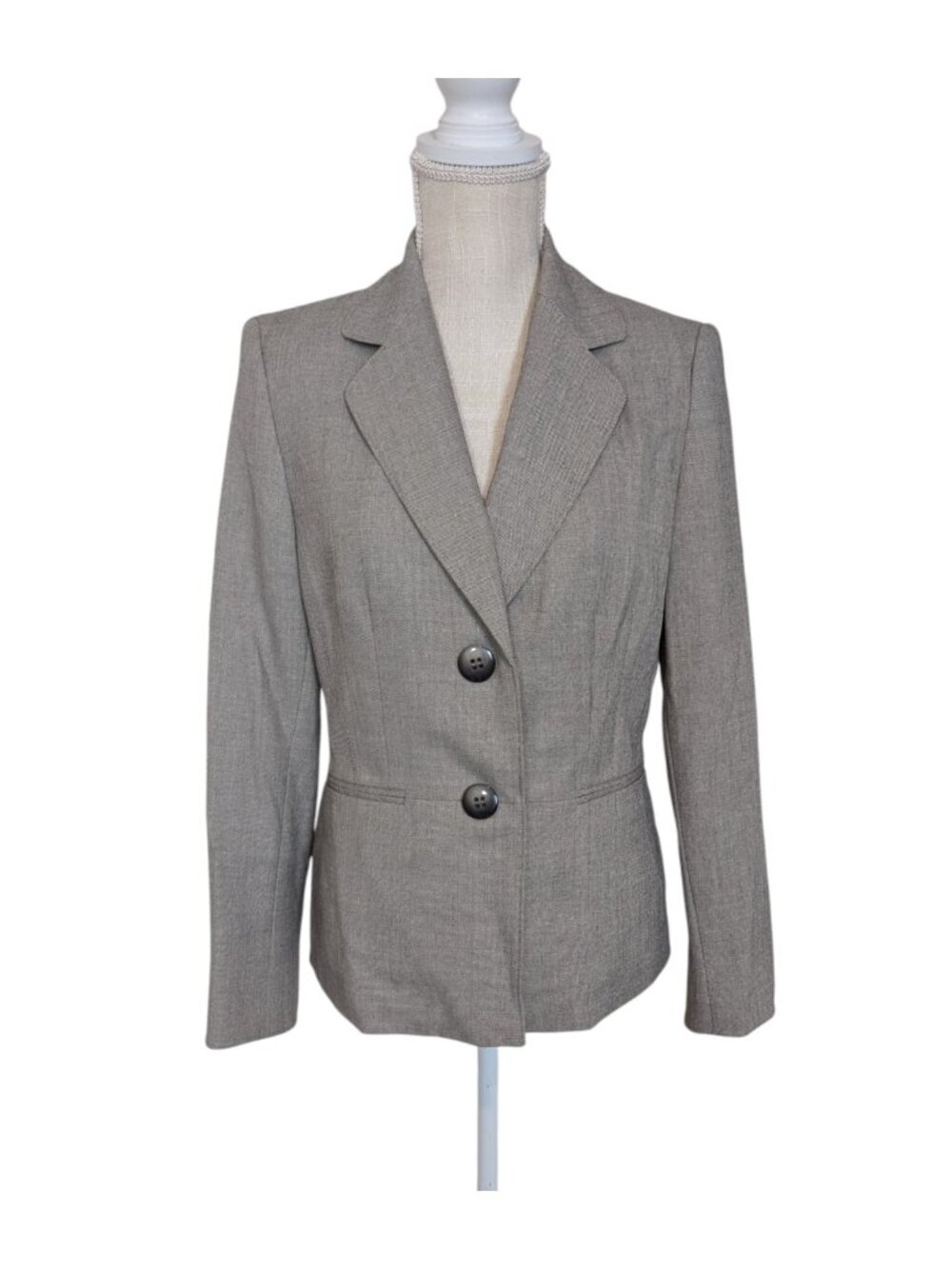 Le Suit Notch Lapel Taupe Blazer 100% Polyester Single-Breasted
